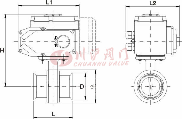 D981X電動衛生級蝶閥結構圖
