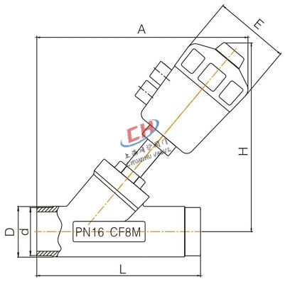 P1焊接氣動角座閥結構圖